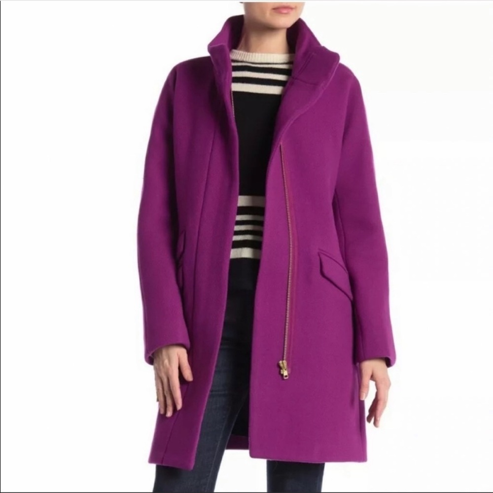 J.Crew Wool Blend Stadium Cloth Nello Gori Cocoon Coat Bright Plum  Size 6
